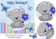 Cute little grey teddy bear with flower 7x7 (blue)
