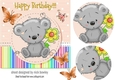 Cute little grey teddy bear with flower 7x7 (peach)
