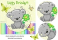 Cute little grey teddy bear with flower 7x7 (lime)