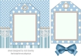 blue spot/stripe & lace with tag & bow card front 7x7