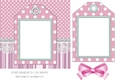 pink spot/stripe & lace with tag & bow card front 7x7