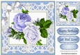 pretty shades of blue roses in filagree 8x8 frame