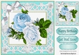 pretty shades of turq roses in filagree 8x8 frame