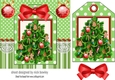 Lovely christmas tree with baubles on a tag green striped 7x7 frame