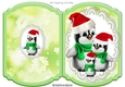 Trio of Penguins on lace bracket card