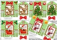 4 whimsical christmas designs on a tag green striped 7x7 frame mini kit