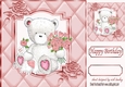 Pretty diamante rose corners with pink quilt & teddy frame 8x8