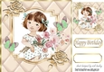 Pretty diamante rose corners with cream quilt girl frame 8x8
