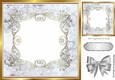 Pretty gold scroll silver floral card front with bow 8x8
