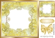 Pretty gold scroll gold floral card front with bow 8x8