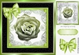 Pretty green glitter rose in ornate black/gold frame 8x8