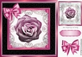 Pretty pink glitter rose in ornate black/gold frame 8x8