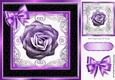 Pretty purple glitter rose in ornate black/gold frame 8x8