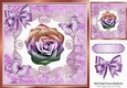 Pretty lilac rainbow glitter rose with butterflies in floral frame 8x8