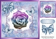 Pretty blue rainbow glitter rose with butterflies in floral frame 8x8