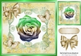Pretty gold rainbow glitter rose with butterflies in floral frame 8x8