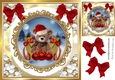 Cute teddy in santa hat in snowball frame with red bows 8x8 (two)