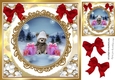 Cute teddy in a hat in snowball frame with red bows 8x8 (three)