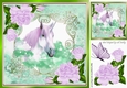 pretty watercolour unicorn turq clouds/stars/ roses ornate frame 8x8 (two)