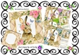 4 diamante rose corners with gold quilt card fronts with rabbits 8x8 mini kit