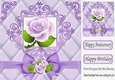 Pretty lilac roses and bow in gold elegant frame 8x8