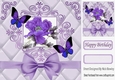 pretty purple flower with butterflies in elegant frame with bow 8x8