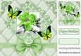 pretty green flower with butterflies in elegant frame with bow 8x8