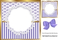 Pretty lace centre and purple stripe/swirls and bow card fronts 8x8
