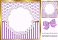 Pretty lace centre and lilac stripe/swirls and bow card fronts 8x8