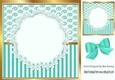 Pretty lace centre and turq stripe/swirls and bow card fronts 8x8