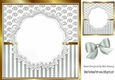 Pretty lace centre and silver stripe/swirls and bow card fronts 8x8