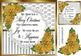 Pretty silver stripe/swirls and gold poinsettias christmas card front 8x8
