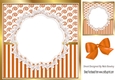 Pretty lace centre and orange stripe/swirls and bow card fronts 8x8