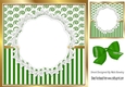 Pretty lace centre and forest green stripe/swirls and bow card fronts 8x8