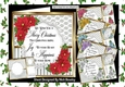 6 Lovely Christmas word/poinsettias card fronts with silver stripe 8x8 bumper kit