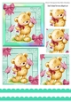 Cute teddy with pink butterflies in rainbow frame pyramids