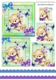 Cute teddy with blue butterflies in rainbow frame pyramids