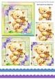 Cute teddy with corner bows in rainbow frame pyramids