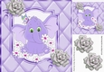 Cute purple elephant with diamante silver roses 8x8