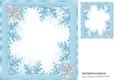 Card front with ice blue poinsettias 8x8