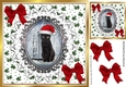Lovely Cat in santa hat on lace, red bows (Two) 8x8