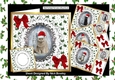 4 Lovely Cats in santa hats on lace, red bows card fronts 8x8 mini kit ( SET ONE)