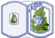 Pretty blue rose on a big leaf with bow/stars bracket card