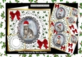 4 Lovely Cats in santa hats on lace, red bows card fronts 8x8 mini kit ( SET TWO)