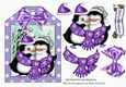 Lovely cuddle penguins with spot tag and purple bow topper