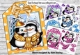  4 Lovely cuddle penguins with spot tags and bows toppers mini kit