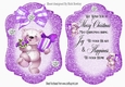 Lovely Teddy with presents and purple bow Card front & insert A5