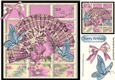 Pretty window ornate pink oriental fan with butterflies 8x8