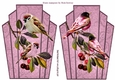 Two pretty ornate toppers in pink with lace , birds and berries