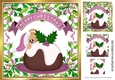 Peek a boo teddy with christmas pudding 8x8 ( pink)